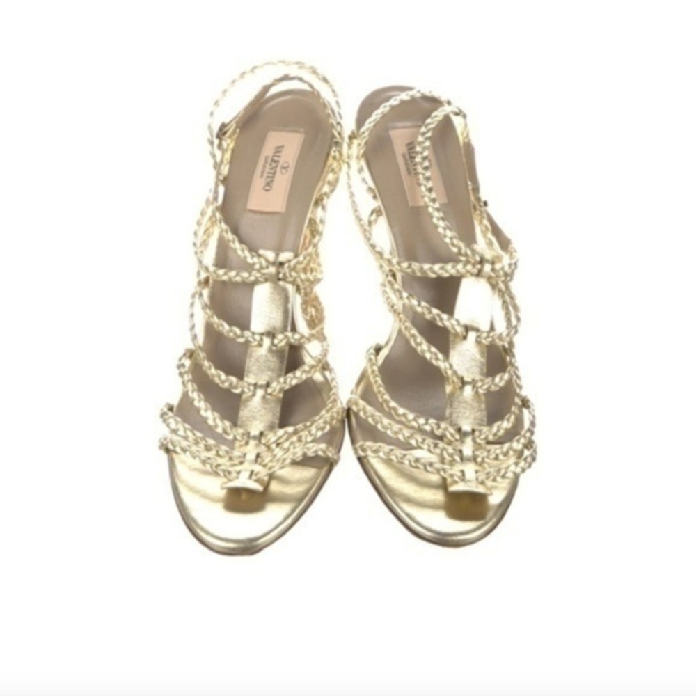 VALENTINO GARAVANI STRAPPY GOLD HEEL SANDALS SIZE 40